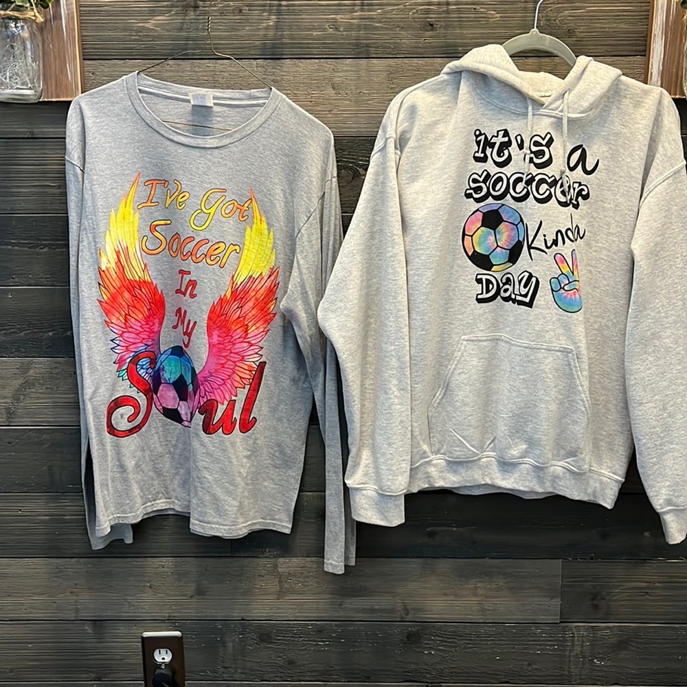 Soccer Long Sleeve and Hoodie. From my online store @soccerlifeclothingco.com